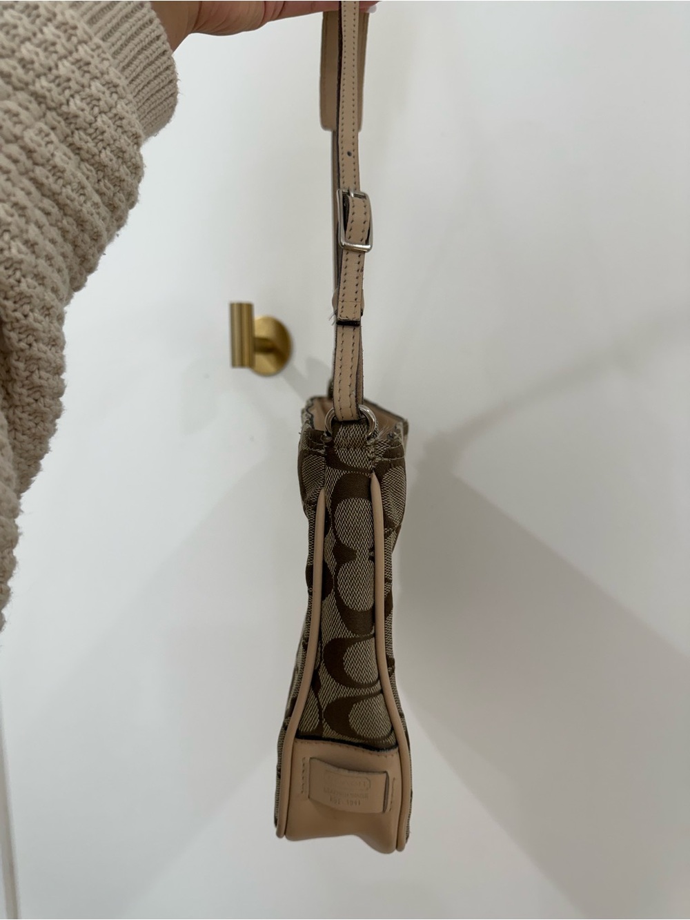 Coach Monogram Shoulder Bag in Brown and Tan - Picture 4 of 9